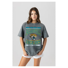 Jacksonville Jaguars Gameday Couture Women's Oversized Classic Grind Washed T-Shirt Gray