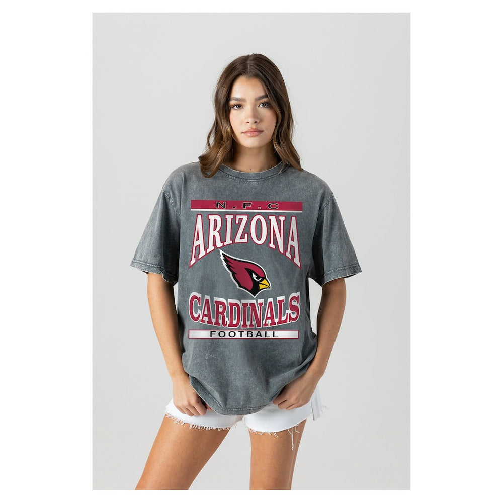 Arizona Cardinals Gameday Couture Women's Oversized Classic Grind Washed T-Shirt Gray