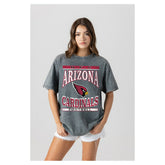 Arizona Cardinals Gameday Couture Women's Oversized Classic Grind Washed T-Shirt Gray