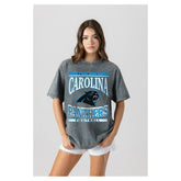 Carolina Panthers Gameday Couture Women's Oversized Classic Grind Washed T-Shirt Gray