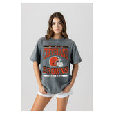 Cleveland Browns Gameday Couture Women's Oversized Classic Grind Washed T-Shirt Gray