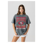 San Francisco 49ers Gameday Couture Women's Oversized Classic Grind Washed T-Shirt Gray