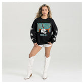 Miami Dolphins Gameday Couture Women's Pure Victory Rhinestud Star-Sleeve Pullover Sweatshirt Black