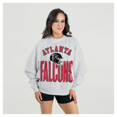 Atlanta Falcons Gameday Couture Women's Fierce Focus Premium Oversized Fleece Pullover Sweatshirt Ash