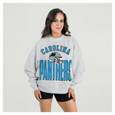 Carolina Panthers Gameday Couture Women's Fierce Focus Premium Oversized Fleece Pullover Sweatshirt Ash