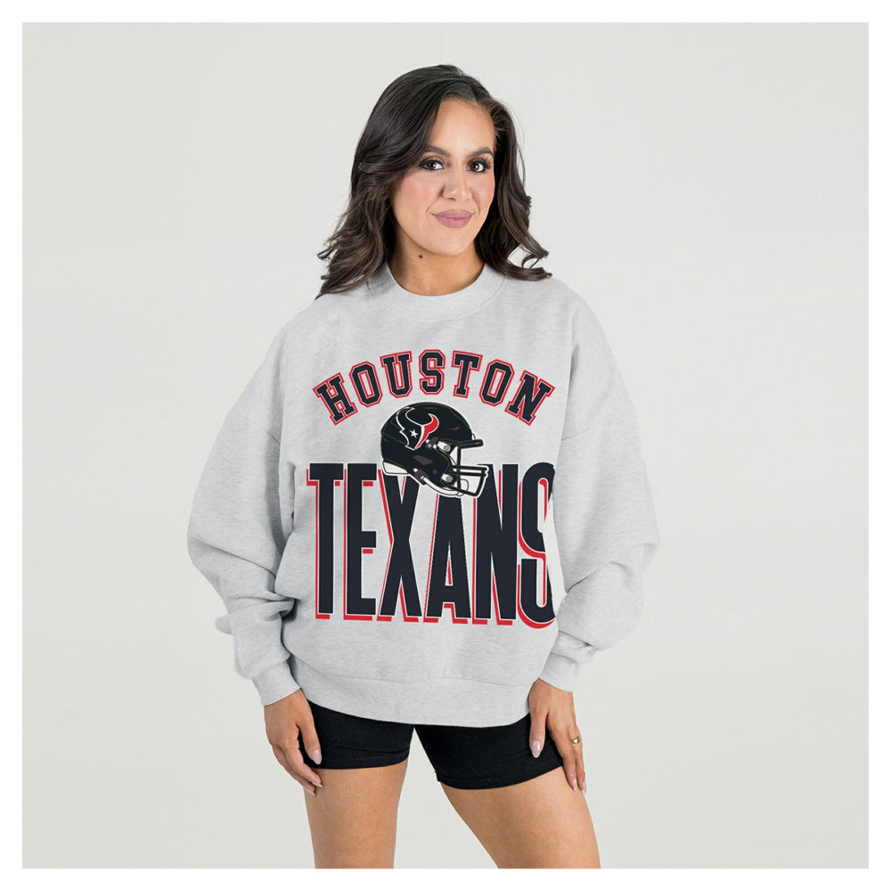 Houston Texans Gameday Couture Women's Fierce Focus Premium Oversized Fleece Pullover Sweatshirt Ash