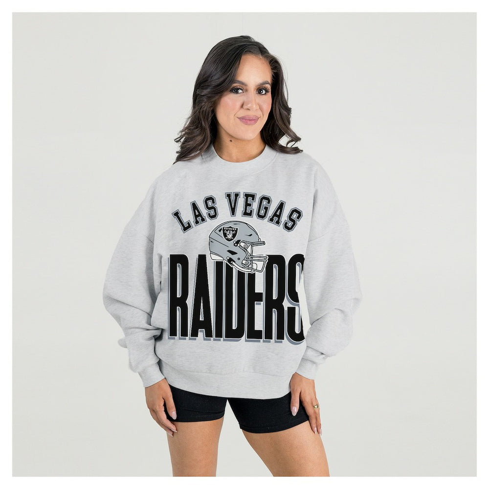 Las Vegas Raiders Gameday Couture Women's Fierce Focus Premium Oversized Fleece Pullover Sweatshirt Ash