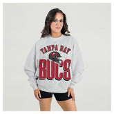 Tampa Bay Buccaneers Gameday Couture Women's Fierce Focus Premium Oversized Fleece Pullover Sweatshirt Ash