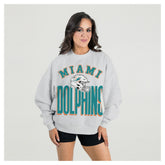 Miami Dolphins Gameday Couture Women's Fierce Focus Premium Oversized Fleece Pullover Sweatshirt Ash