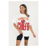 Kansas City Chiefs Gameday Couture Women's Oversized Classic Fierce Focus T-Shirt White