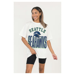 Seattle Seahawks Gameday Couture Women's Oversized Classic Fierce Focus T-Shirt White