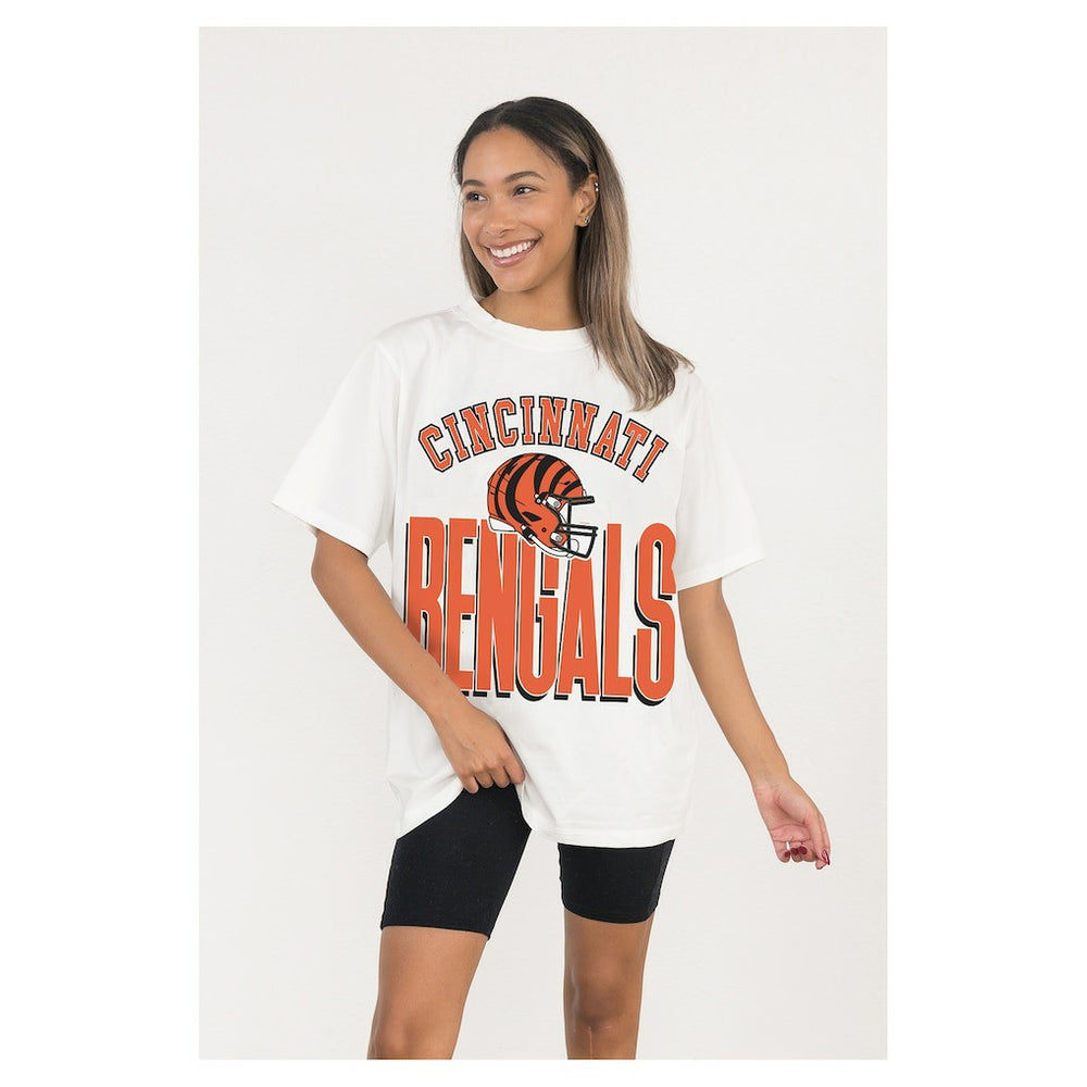 Cincinnati Bengals Gameday Couture Women's Oversized Classic Fierce Focus T-Shirt White