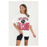 Atlanta Falcons Gameday Couture Women's Oversized Classic Fierce Focus T-Shirt White