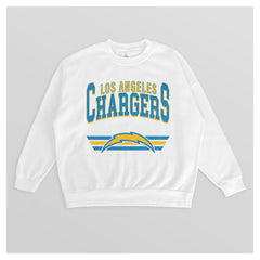 Los Angeles Chargers Gameday Couture Women's Swift Strike Premium Oversized Fleece Pullover Sweatshirt White