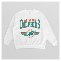 Miami Dolphins Gameday Couture Women's Swift Strike Premium Oversized Fleece Pullover Sweatshirt White