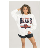 Chicago Bears Gameday Couture Women's Swift Strike Premium Oversized Fleece Pullover Sweatshirt White