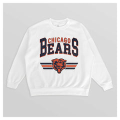 Chicago Bears Gameday Couture Women's Swift Strike Premium Oversized Fleece Pullover Sweatshirt White