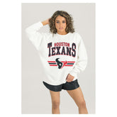 Houston Texans Gameday Couture Women's Swift Strike Premium Oversized Fleece Pullover Sweatshirt White