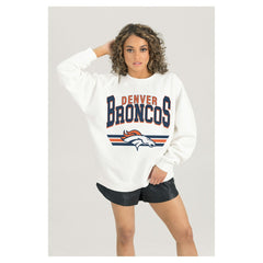 Denver Broncos Gameday Couture Women's Swift Strike Premium Oversized Fleece Pullover Sweatshirt White