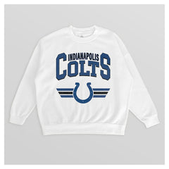 Indianapolis Colts Gameday Couture Women's Swift Strike Premium Oversized Fleece Pullover Sweatshirt White
