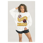 Washington Commanders Gameday Couture Women's Oversized Hard Earned Premium Fleece Pullover Sweatshirt White