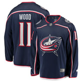 NHL Miles Wood Columbus Blue Jackets Fanatics Home Breakaway Jersey - Navy