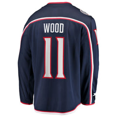 NHL Miles Wood Columbus Blue Jackets Fanatics Home Breakaway Jersey - Navy