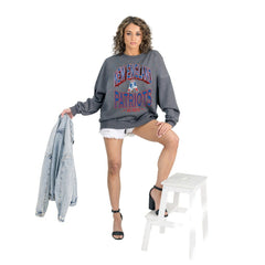 New England Patriots Gameday Couture Women's Long Weekends Oversized Premium Fleece Pullover Sweatshirt Charcoal
