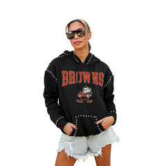 Cleveland Browns Gameday Couture Women's Studded Pullover Hoodie Black