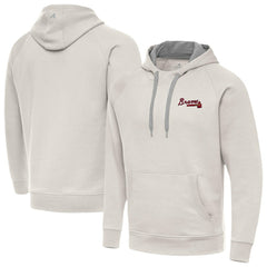 Atlanta Braves Antigua Victory Pullover Hoodie - Cream Hoodies