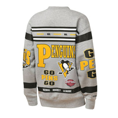 NHL Pittsburgh Penguins Mitchell & Ness Youth Allover Print Fleece Crewneck Sweatshirt - Heather Gray
