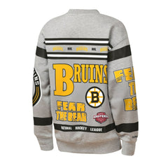 NHL Boston Bruins Mitchell & Ness Youth Allover Print Fleece Crewneck Sweatshirt - Heather Gray