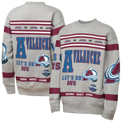 NHL Colorado Avalanche Mitchell & Ness Youth Allover Print Fleece Crewneck Sweatshirt - Heather Gray