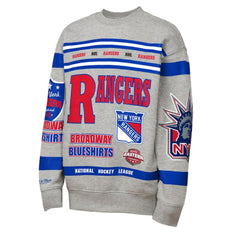 NHL New York Rangers Mitchell & Ness Youth Allover Print Fleece Crewneck Sweatshirt - Heather Gray