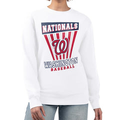 Washington Nationals Starter Women's Poster Print Team Fleece Pullover Sweatshirt - White Pullover