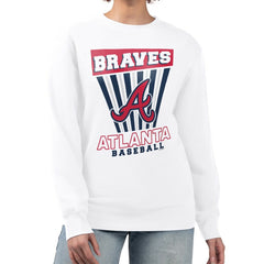 Atlanta Braves Starter Women's Poster Print Team Fleece Pullover Sweatshirt - White Pullover