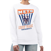 New York Mets Starter Women's Poster Print Team Fleece Pullover Sweatshirt - White Pullover