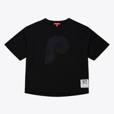 Philadelphia Phillies Mitchell & Ness Women's Cooperstown Collection Phantom Cropped T-Shirt - Black T-shirts