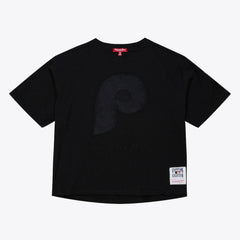 Philadelphia Phillies Mitchell & Ness Women's Cooperstown Collection Phantom Cropped T-Shirt - Black T-shirts