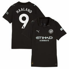 Erling Haaland Manchester City Women's 2025/26 Away Replica Player Jersey Black