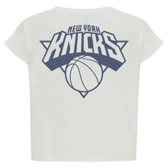 New York Knicks Sportiqe Women's Athletic Club Collection Alana Premium Cropped T-Shirt Cream
