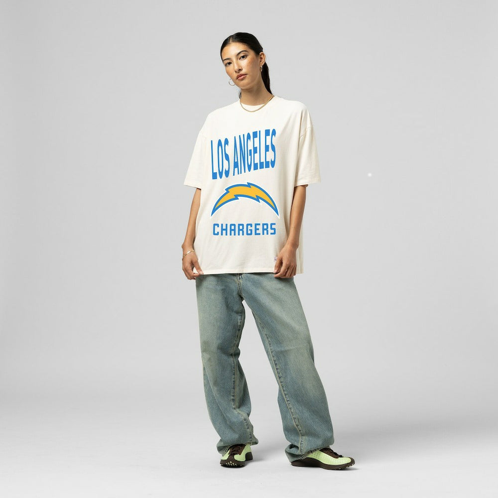 Los Angeles Chargers Women's Logo Rise Boyfriend T-Shirt Cream