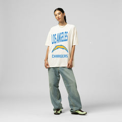 Los Angeles Chargers Women's Logo Rise Boyfriend T-Shirt Cream