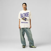 Baltimore Ravens Women's Logo Rise Boyfriend T-Shirt Cream