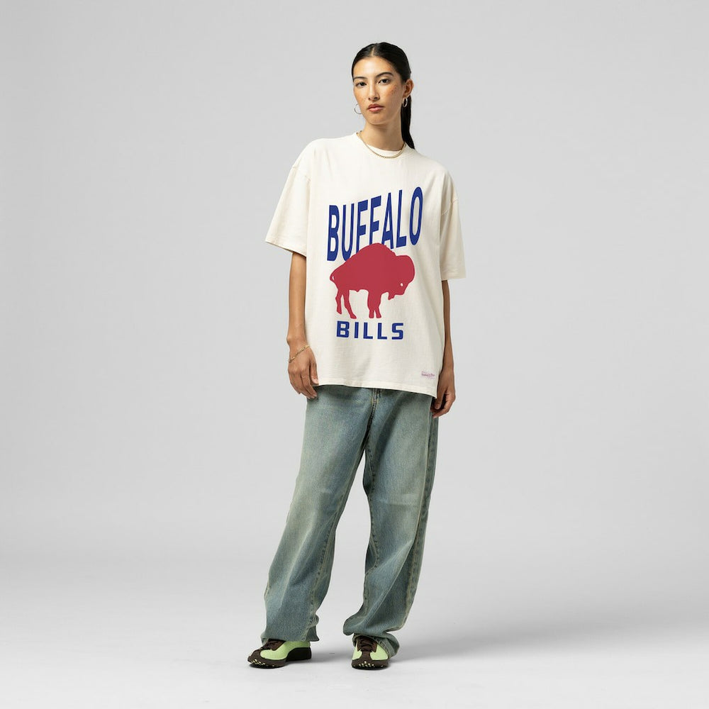 Buffalo Bills Women's Logo Rise Boyfriend T-Shirt Cream