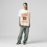 Cincinnati Bengals Women's Logo Rise Boyfriend T-Shirt Cream
