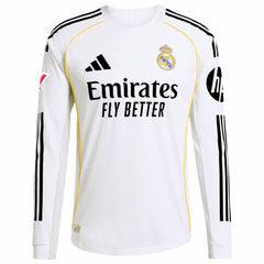 Kylian Mbappé Real Madrid 2025/26 Home Long Sleeve Player Jersey White sale