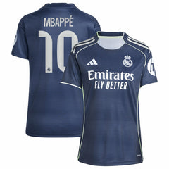 Kylian Mbappé Real Madrid Women's 2025/26 Away Replica Player Jersey Blue