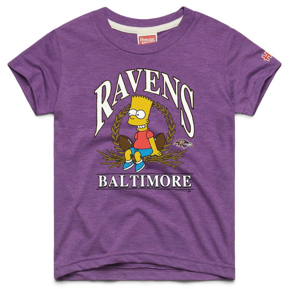 Baltimore Ravens Homage x The Simpsons Youth Tri-Blend T-Shirt Purple