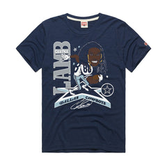 CeeDee Lamb Dallas Cowboys Homage Unisex Caricature Player Graphic Tri-Blend T-Shirt Navy